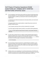 SLP Praxis II Practice Questions EXAM QUESTIONS (81 TERMS) WITH VERIFIED DEFINITIONS UPDATED 2024