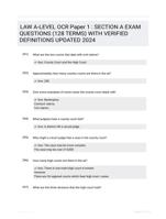 LAW A-LEVEL OCR Paper 1 : SECTION A EXAM QUESTIONS (128 TERMS) WITH VERIFIED DEFINITIONS UPDATED 2024