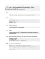 191 Exam Review Latest Questions With Complete Grade A Answers