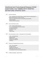 Nutritional and Toxicological Diseases  EXAM QUESTIONS (162 TERMS) WITH VERIFIED DEFINITIONS UPDATED 2024