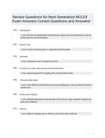 Review Questions for Next Generation NCLEX Exam Answers Correct Questions and Answers!