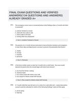 FINAL EXAM QUESTIONS AND VERIFIED  ANSWERS(134 QUESTIONS AND ANSWERS) ALREADY GRADED A+