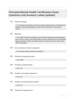 Perinatal Mental Health Certification Exam Questions and Answers Latest updated