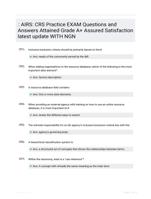 : AIRS: CRS Practice EXAM Questions and Answers Attained Grade A+ Assured Satisfaction latest  update WITH NGN