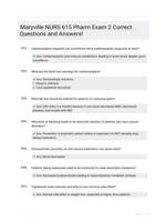 Maryville NURS 615 Pharm Exam 2 Correct Questions and Answers!