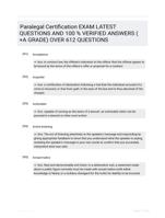 Paralegal Certification EXAM LATEST QUESTIONS AND 100 % VERIFIED ANSWERS ( +A GRADE) OVER 612 QUESTIONS