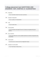 College placement test QUESTIONS AND ANSWERS 100% VERIFIED A+ GUARANTEED