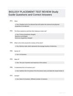 BIOLOGY PLACEMENT TEST REVIEW Study Guide Questions and Correct Answers