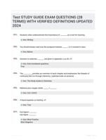 Test STUDY GUIDE EXAM QUESTIONS (28 TERMS) WITH VERIFIED DEFINITIONS UPDATED 2024
