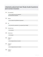 chemistry placement test Study Guide Questions and Correct Answers