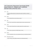 UCF Chemistry Placement Test Study EXAM QUESTIONS (31 TERMS) WITH VERIFIED DEFINITIONS UPDATED 2024