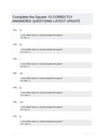 Complete the Square 15 CORRECTLY ANSWERED QUESTIONS LATEST UPDATE