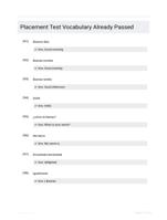 Placement Test Vocabulary Already Passed