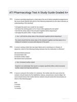 ATI Pharmacology Test A Study Guide Graded A+