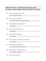 Alberta Period 1 Final Exam Questions and Answers Latest Update 2024 (verified Solutions)