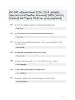 BIO 101 - (Exam (New 2024/ 2024 Update) | Questions  and Verified Answers| 100% Correct| Grade A) #4 (Topics 10-12 w/ quiz questions)