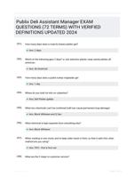 Publix Deli Assistant Manager Study Guide Graded A+