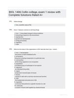 BIOL 1406 Collin college, exam 1 review with Complete Solutions Rated A+