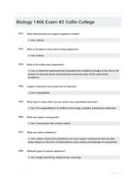 Biology 1406 Exam #2 Collin College