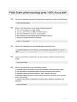 Final Exam pharmacology prep  100% Accurate!!