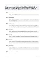 Environmental Science Final Exam | 100 Questions with 100% Correct Answers | Verified | Latest Update 2024
