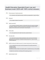 Health Education Specialist Exam Law and Business  exam 2024 with 100% correct answers