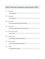 2003 Final Exam Questions and Answers 2024