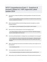 NTOT Comprehensive Exam 2 - Questions & Answers (Rated A+) 100% Approved Latest Update 2024