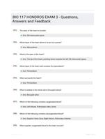 BIO 117 HONDROS EXAM 3 - Questions, Answers and Feedback
