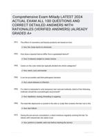 Comprehensive Exam Milady LATEST 2024 ACTUAL EXAM ALL 100 QUESTIONS AND CORRECT DETAILED ANSWERS WITH RATIONALES (VERIFIED ANSWERS) |ALREADY GRADED A+