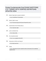 Estate Fundamentals final EXAM QUESTIONS (131 TERMS) WITH VERIFIED DEFINITIONS UPDATED 2024