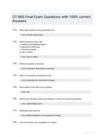 OT 800 Final Exam Questions with 100% correct Answers