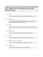 AAMI Anatomy 2 Final review EXAM QUESTIONS (362 TERMS) WITH VERIFIED DEFINITIONS UPDATED 2024