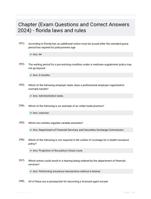 Chapter (Exam Questions and Correct Answers 2024) - florida laws and rules