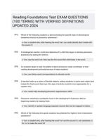 Reading Foundations Test EXAM QUESTIONS (100 TERMS) WITH VERIFIED DEFINITIONS UPDATED 2024
