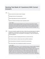 Nursing Test Bank |41 Questions| With Correct Answers.