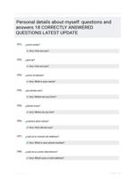 Personal details about myself: questions and answers 18 CORRECTLY ANSWERED QUESTIONS LATEST UPDATE