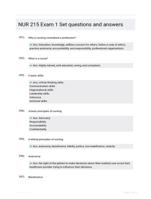 NUR 215 Exam 1 Set questions and answers