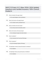 NUR 215 Exam 4 V1 (New 2024/ 2024  Update) Questions and Verified Answers| 100%  Correct| Graded A