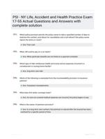 PSI - NY Life, Accident and Health Practice Exam 17-55 Actual Questions and Answers with complete solution
