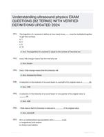 Understanding ultrasound physics EXAM QUESTIONS (82 TERMS) WITH VERIFIED DEFINITIONS UPDATED 2024