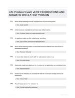 Life Producer Exam VERIFIED QUESTIONS AND  ANSWERS 2024 LATEST  VERSION