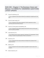 BUSI 490 - Chapter 2: The Business Vision and Mission 15 CORRECTLY ANSWERED QUESTIONS LATEST UPDATE