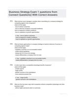 Business Strategy Exam 1 questions from Connect Questions) With Correct Answers