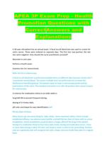 APEA 3P Exam Prep - Health Promotion Questions with CorrectAnswers and Explanations