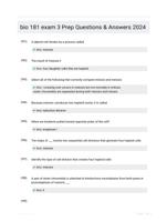 bio 181 exam 3 Prep Questions & Answers 2024
