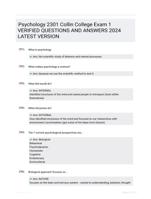 Psychology 2301 Collin College Exam 1 VERIFIED QUESTIONS AND  ANSWERS 2024 LATEST  VERSION