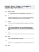 business law 149 CORRECTLY ANSWERED QUESTIONS LATEST UPDATE