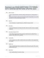 Business Law EXAM QUESTIONS (170 TERMS) WITH VERIFIED DEFINITIONS UPDATED 2024