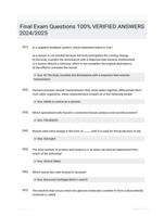 Final Exam Questions 100% VERIFIED  ANSWERS 2024/2025